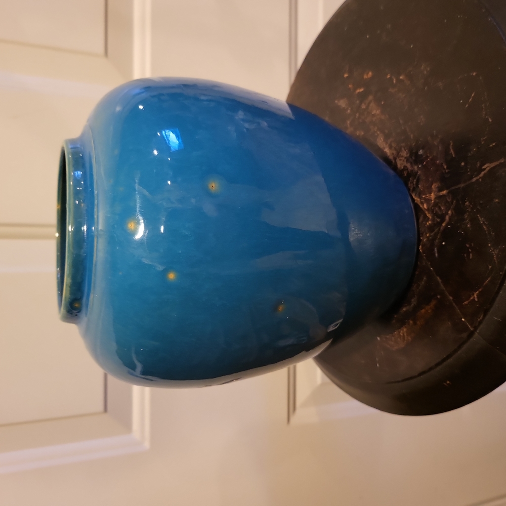 Beautiful Antique Blue Japanese Vase Bowl 8"×7"